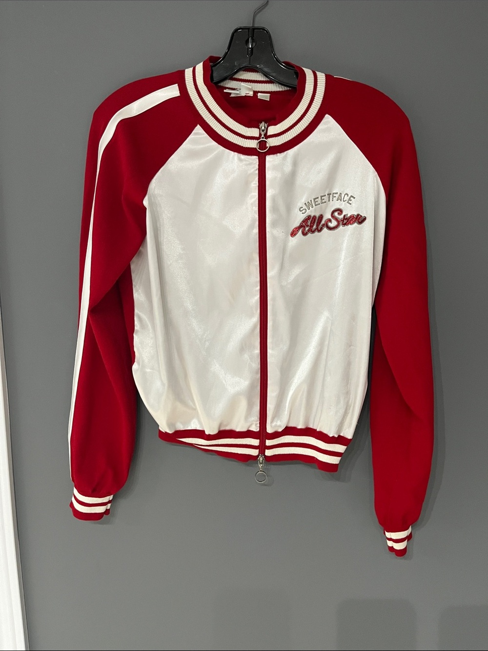 Y2K All Star Red & White Bomber Jacket